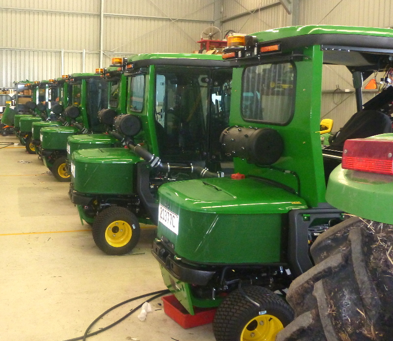 Lawn Mowers fitted with RESPA & lined- up in a Row