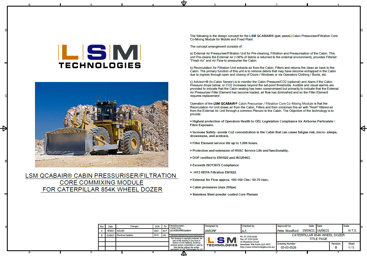 LSM QCabAir® (pat. pend.)- ISO 23875 solution for CAT 854k Wheel Dozer